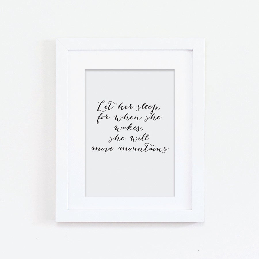 Nursery Print - Let Her Sleep Print- Quote Print - Typography Print - Baby Girl Print - Baby Girl Gift - New Baby Print - Black and Grey