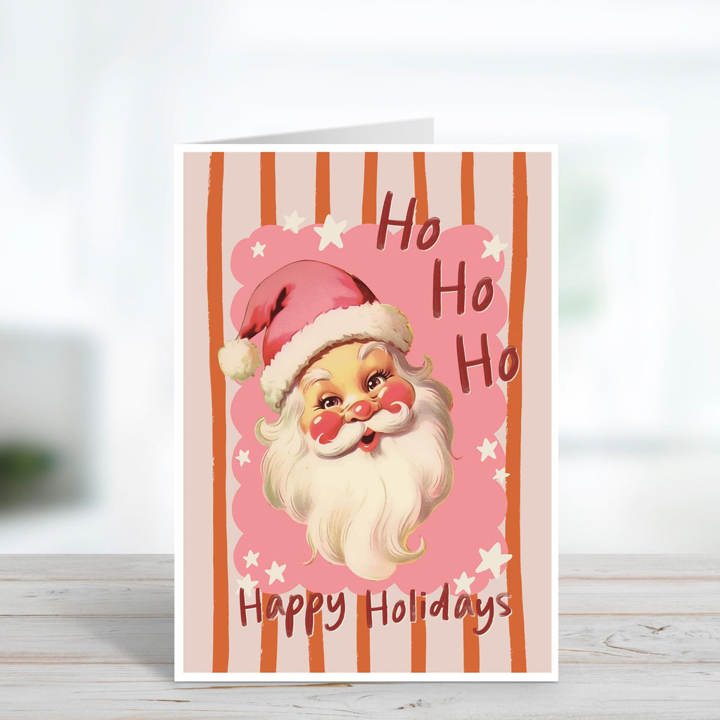 Happy Holidays Vintage Style Santa Christmas Card