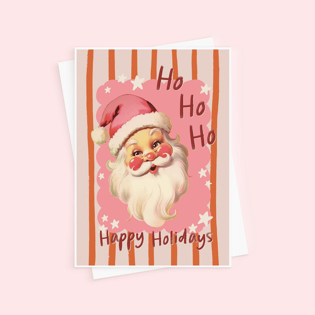 Happy Holidays Vintage Style Santa Christmas Card