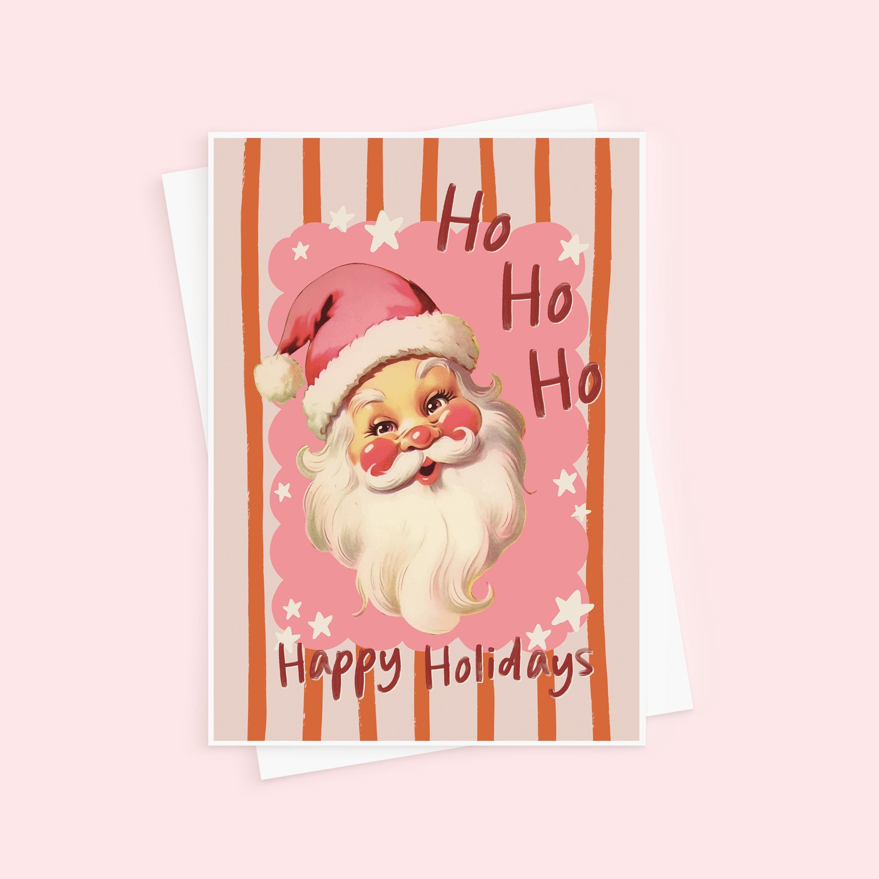 Happy Holidays Vintage Style Santa Christmas Card