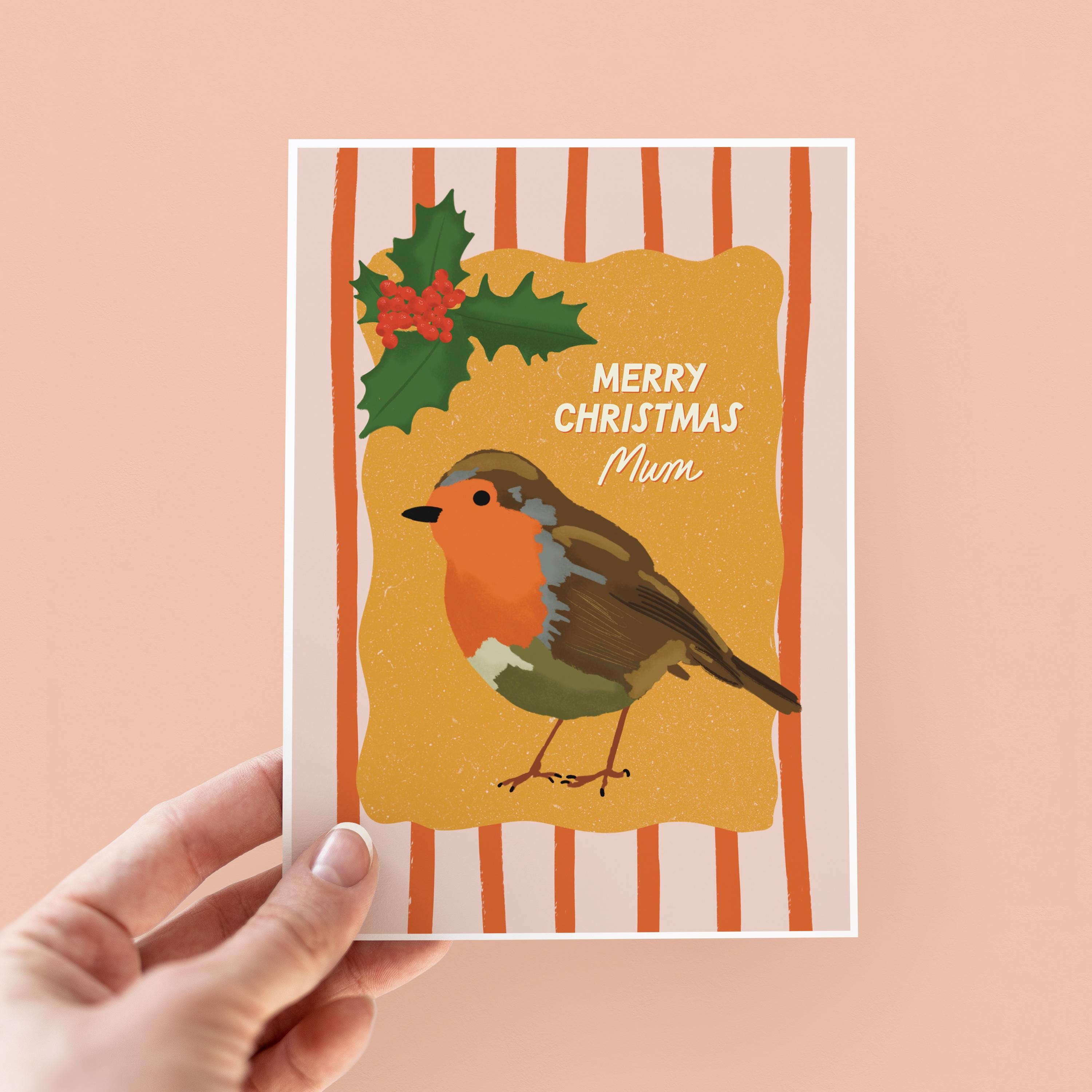 Cute Robin Christmas Card For Mum