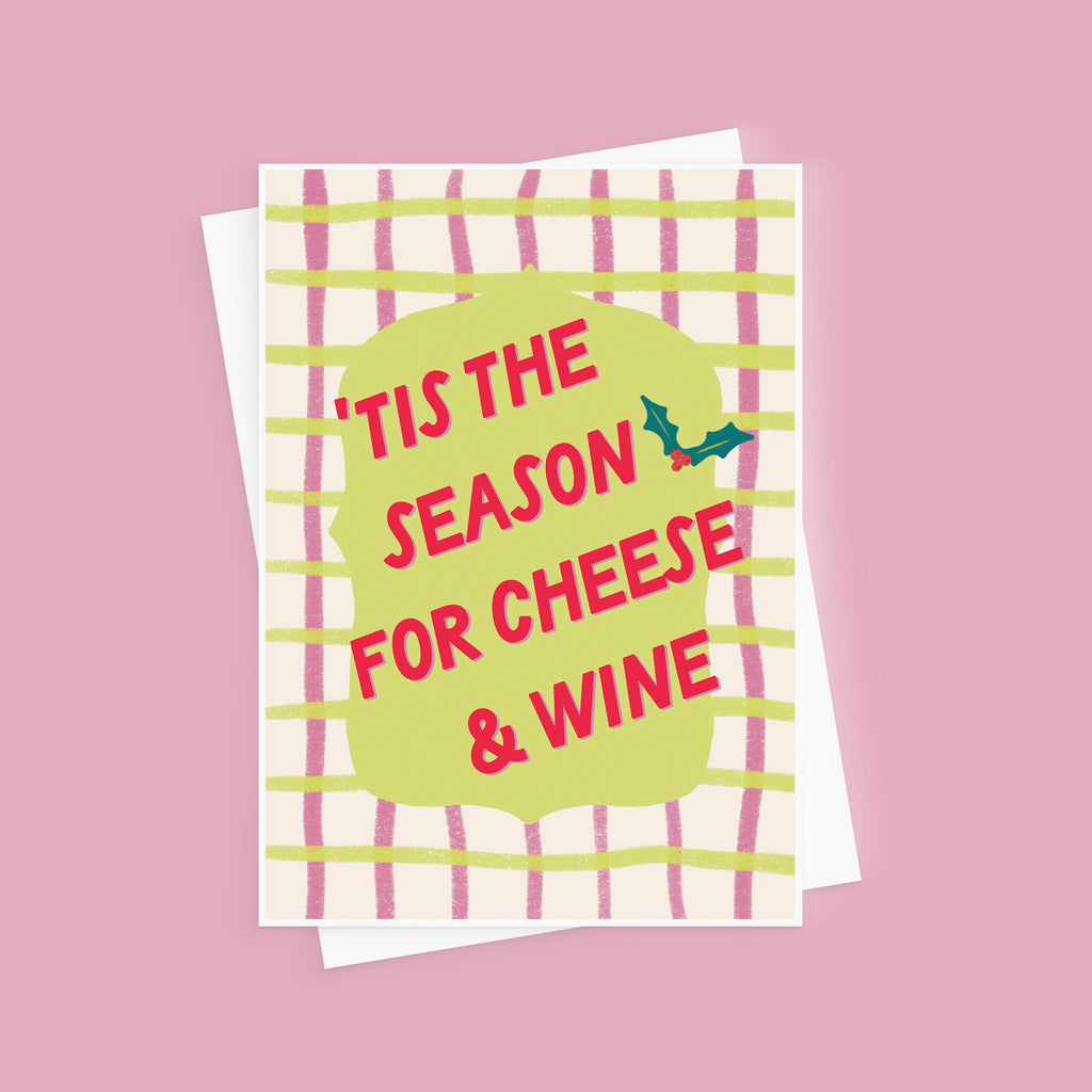 Funny Cheese & Wine Christmas card