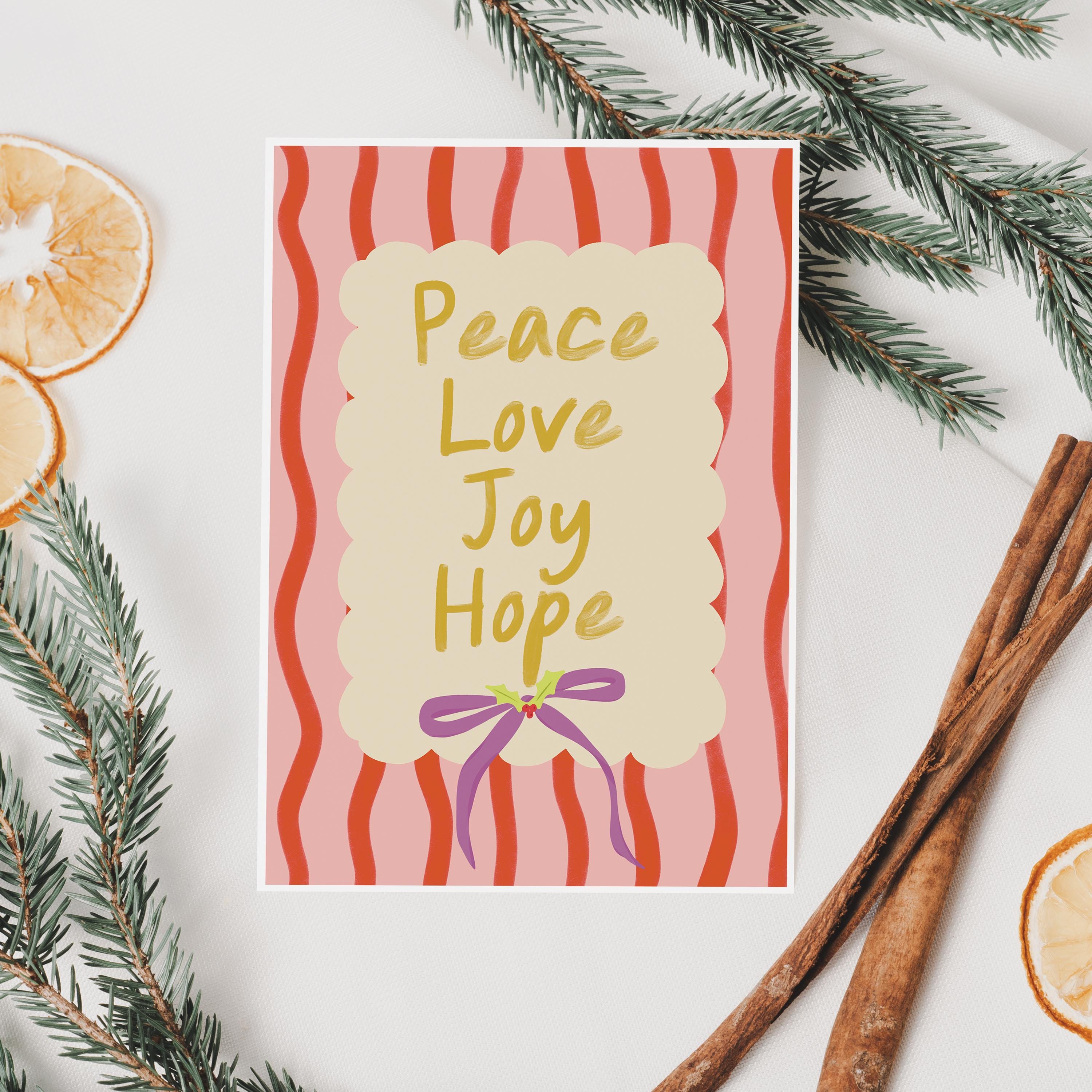 Peace, Love, Joy, Hope Christmas card