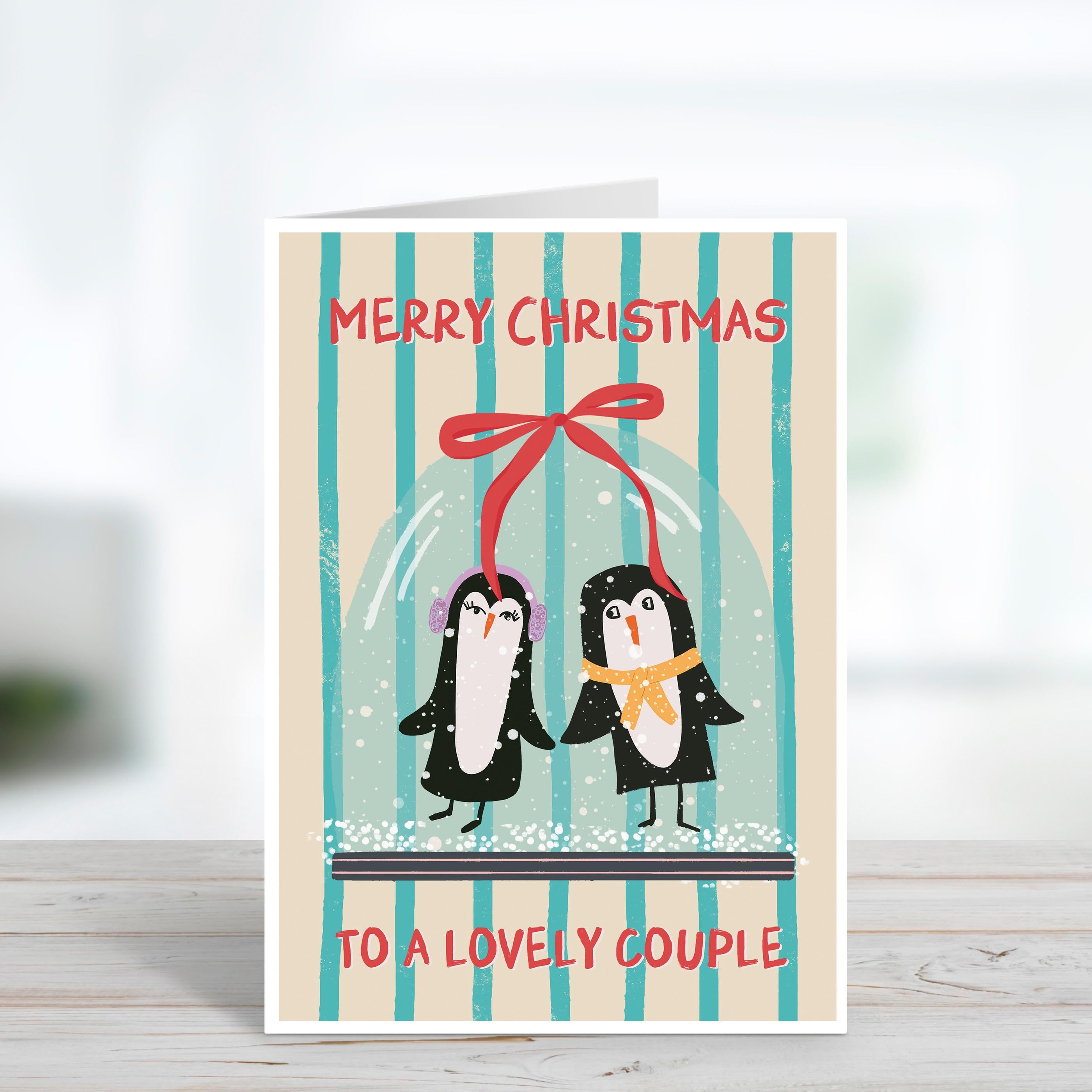 Cute Penguin Christmas Card For Couples