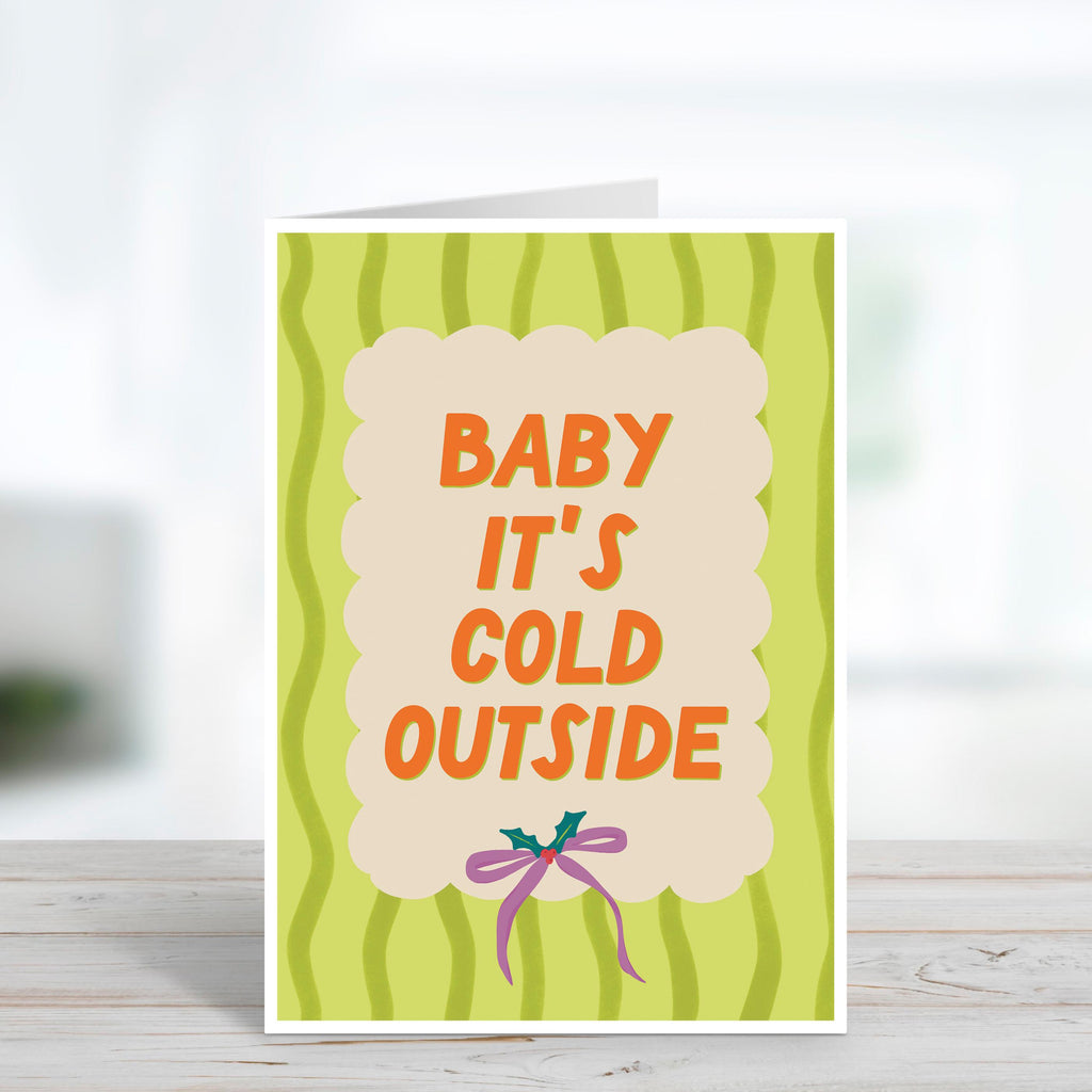 Baby It's Cold Outside Retro Vibes Christmas Card