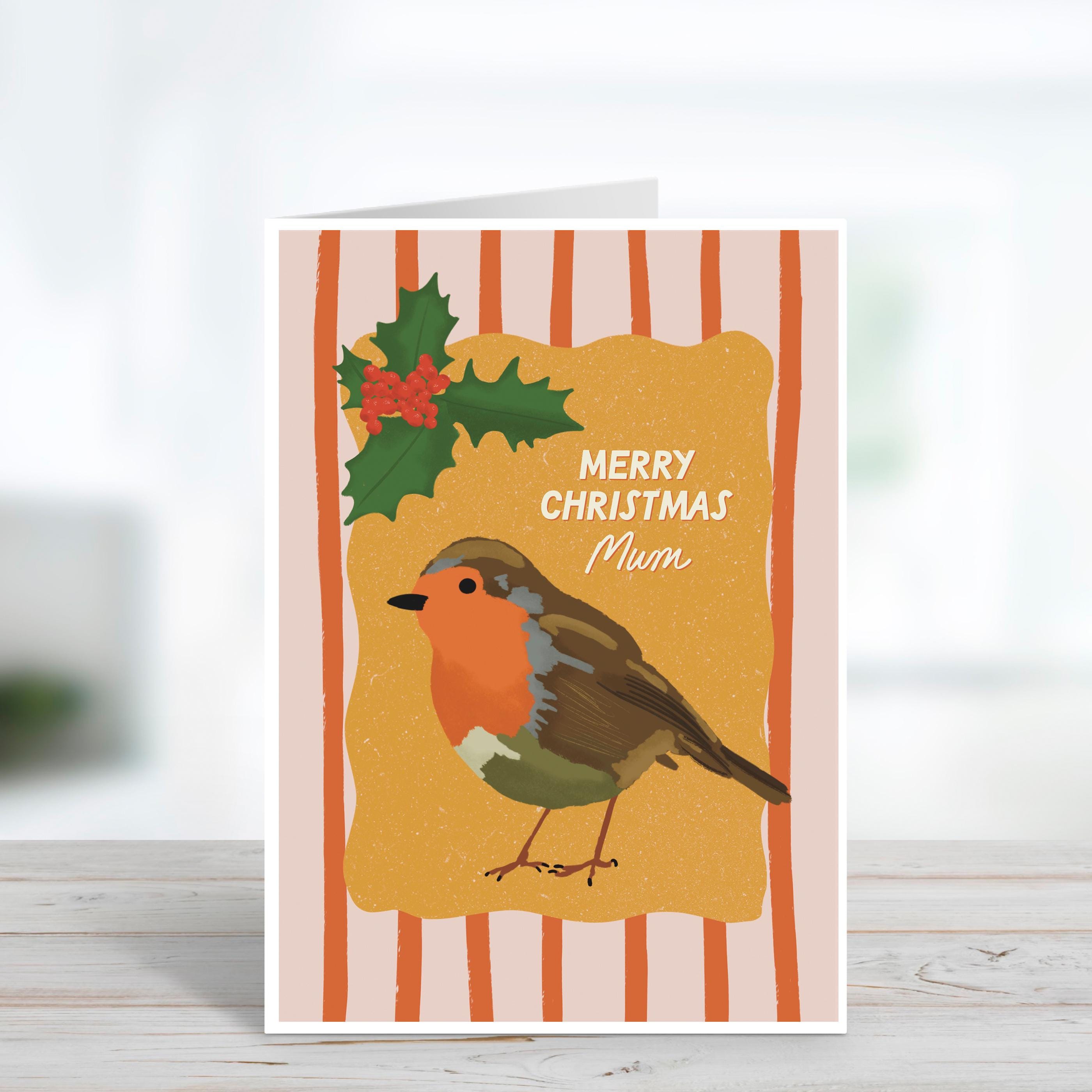 Cute Robin Christmas Card For Mum