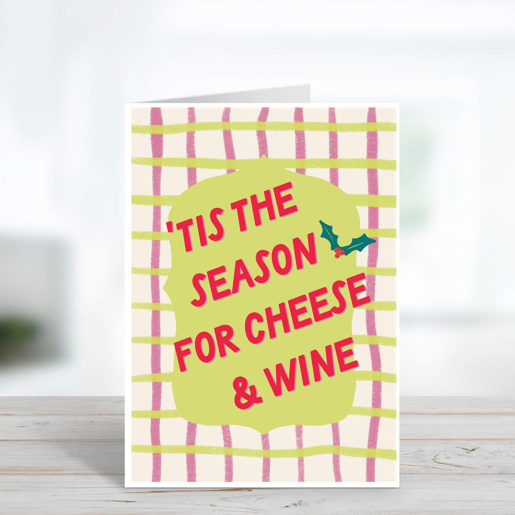 Funny Cheese & Wine Christmas card