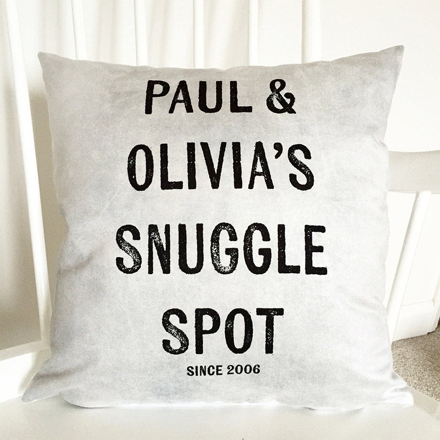 Snuggle Spot Cushion - Couples Cushion - Personalised Cushion - New Home Gift - Gift for Couples - Wedding Gift - Anniversary Gift