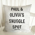 Snuggle Spot Cushion - Couples Cushion - Personalised Cushion - New Home Gift - Gift for Couples - Wedding Gift - Anniversary Gift