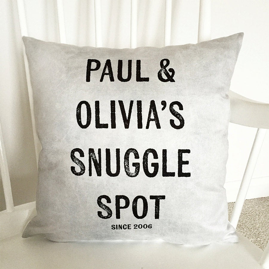 Snuggle Spot Cushion - Couples Cushion - Personalised Cushion - New Home Gift - Gift for Couples - Wedding Gift - Anniversary Gift