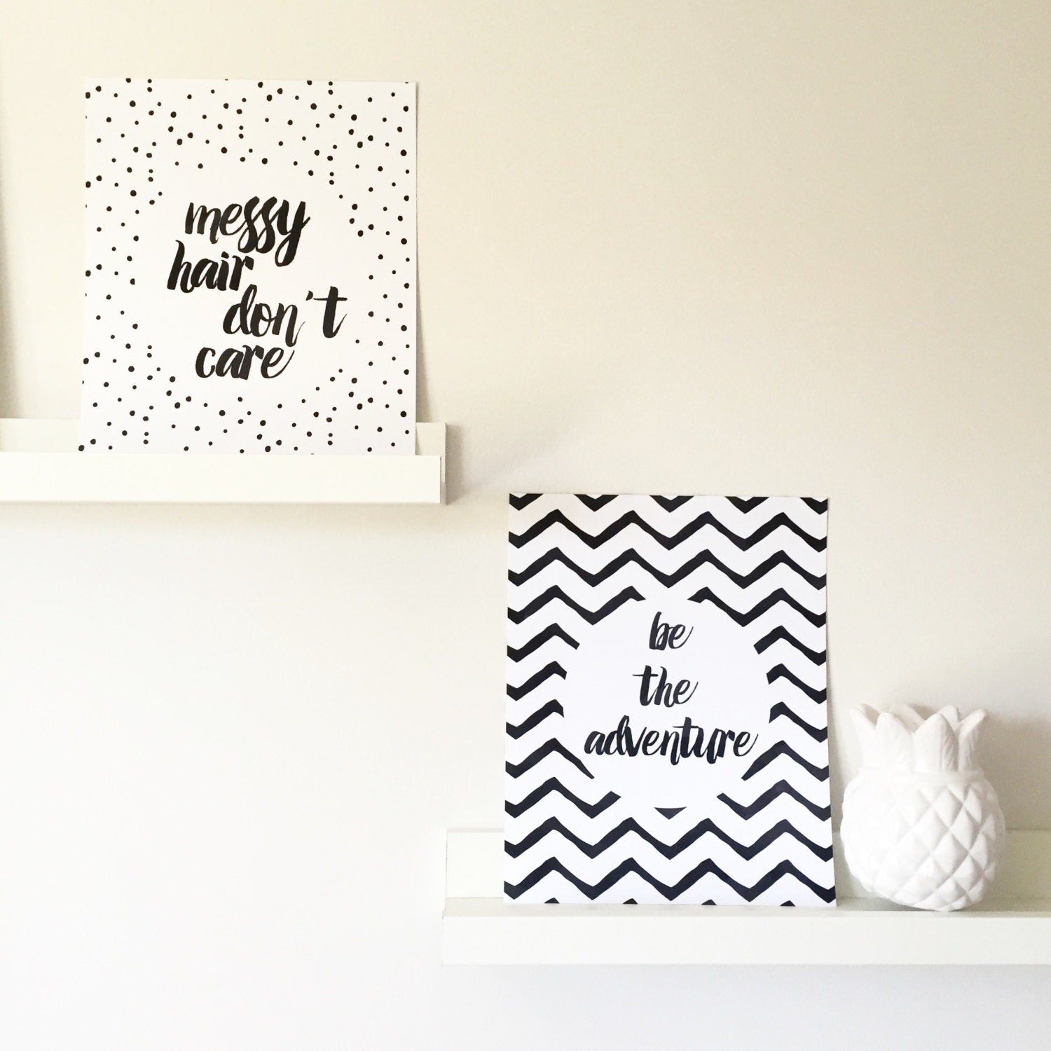 Messy Hair Don't Care Print - Kids Art Print - Nursery Print - Bedroom Print - Monochrome Kids Print - Typography Print -Girls Bedroom Print