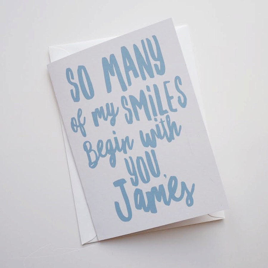 So Many of My Smiles Begin With You - Valentines Card - Anniversary Card - Personalised Card - Smiles Card - Romantic Card - Couples Card