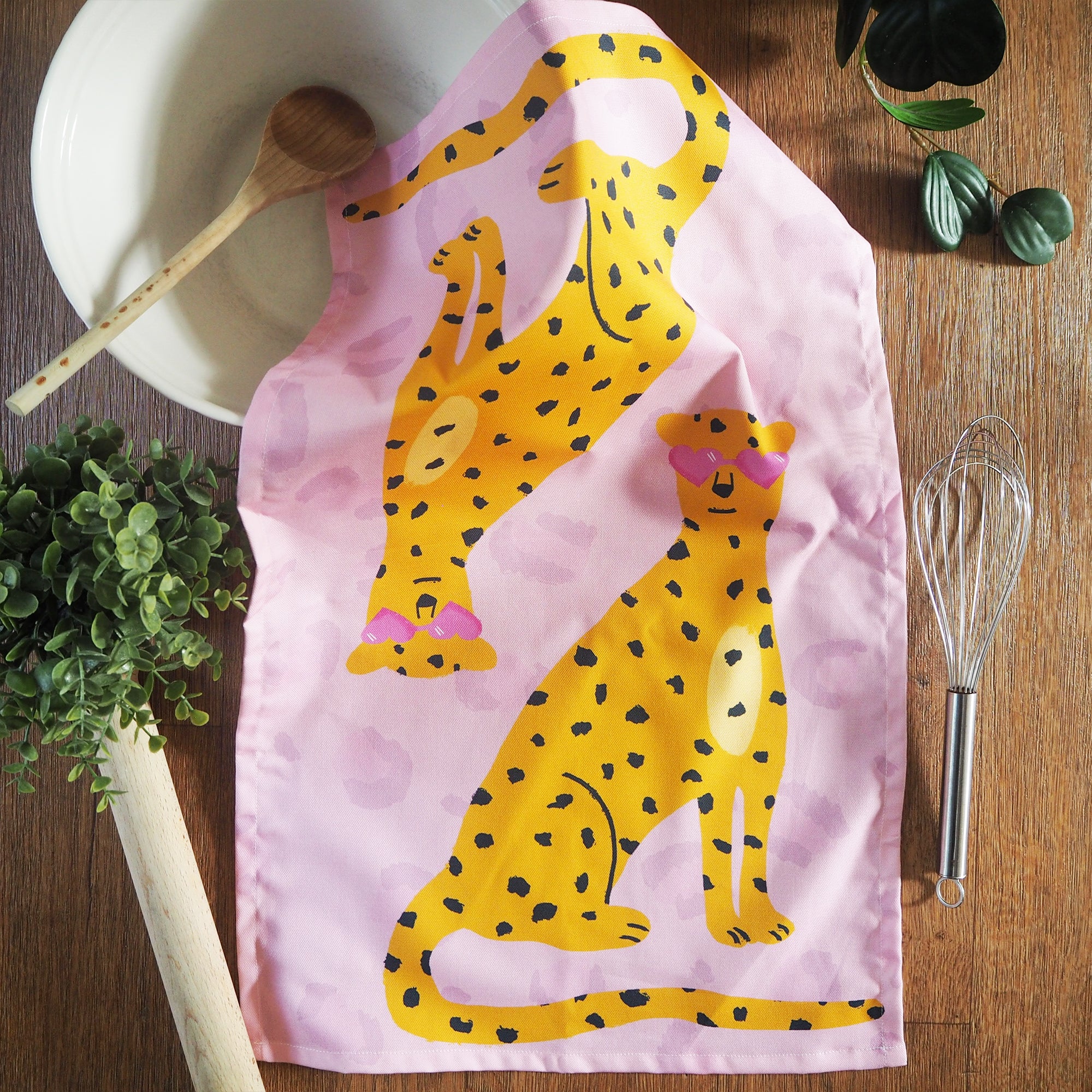 Cool Leopard Pink Tea Towel