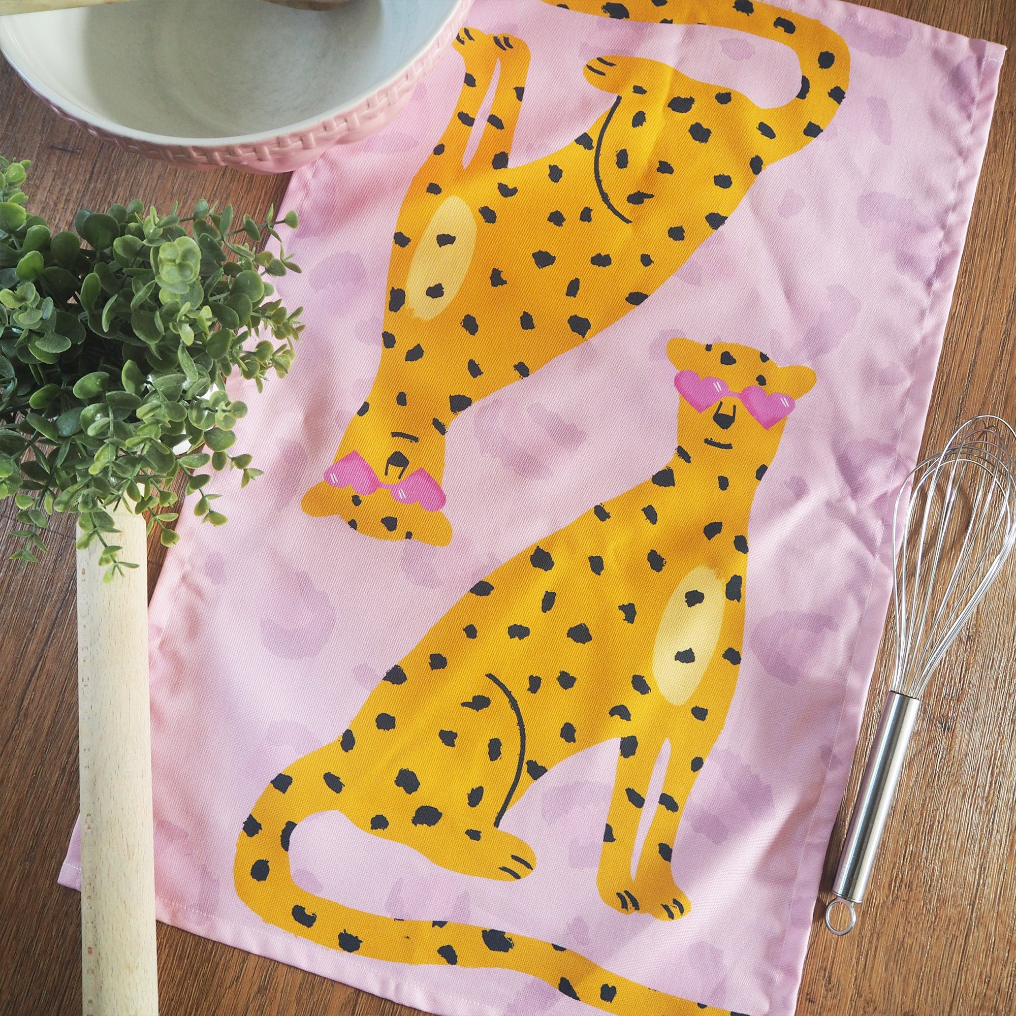 Cool Leopard Pink Tea Towel