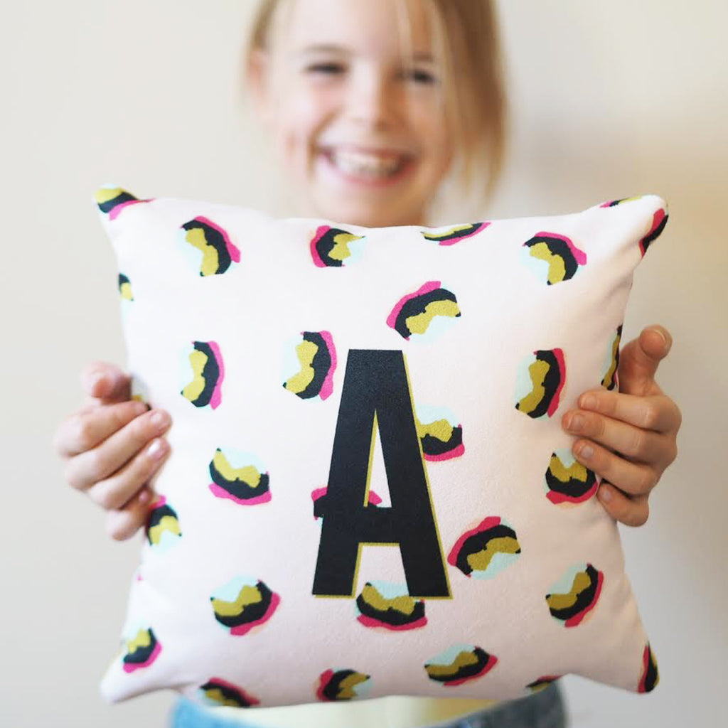 Mini Leopard Print Initial Cushion