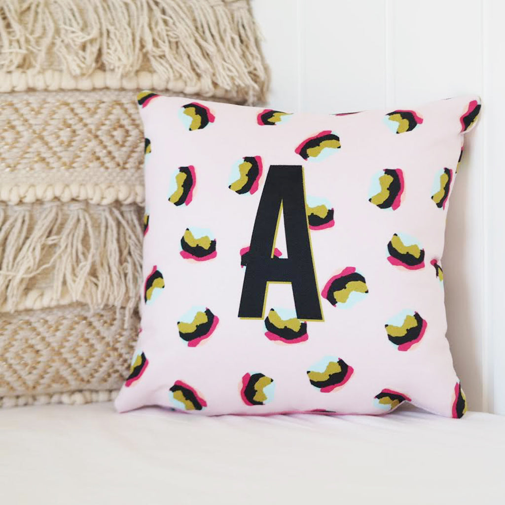 Mini Leopard Print Initial Cushion