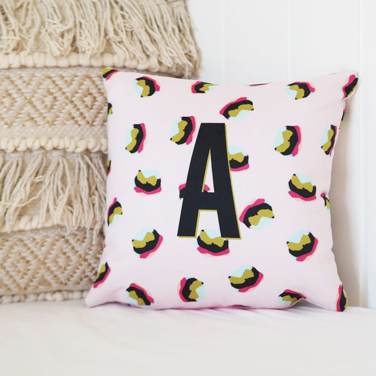 Mini Leopard Print Initial Cushion