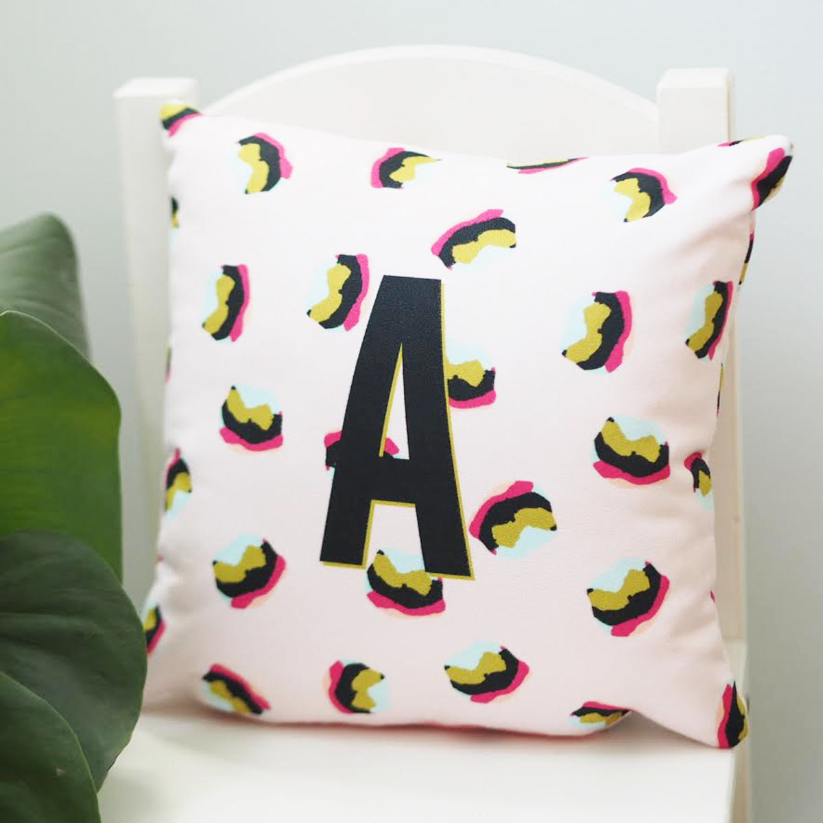 Mini Leopard Print Initial Cushion