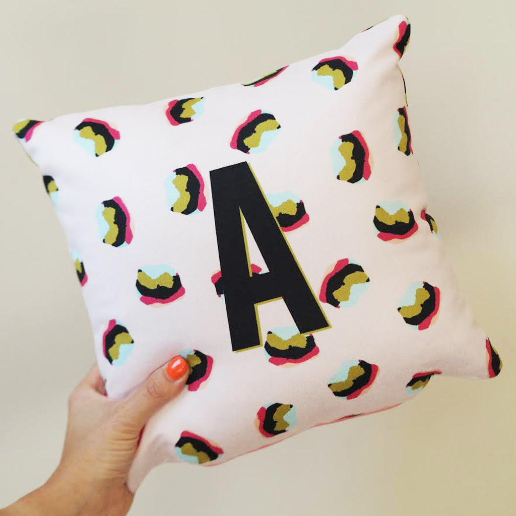 Mini Leopard Print Initial Cushion