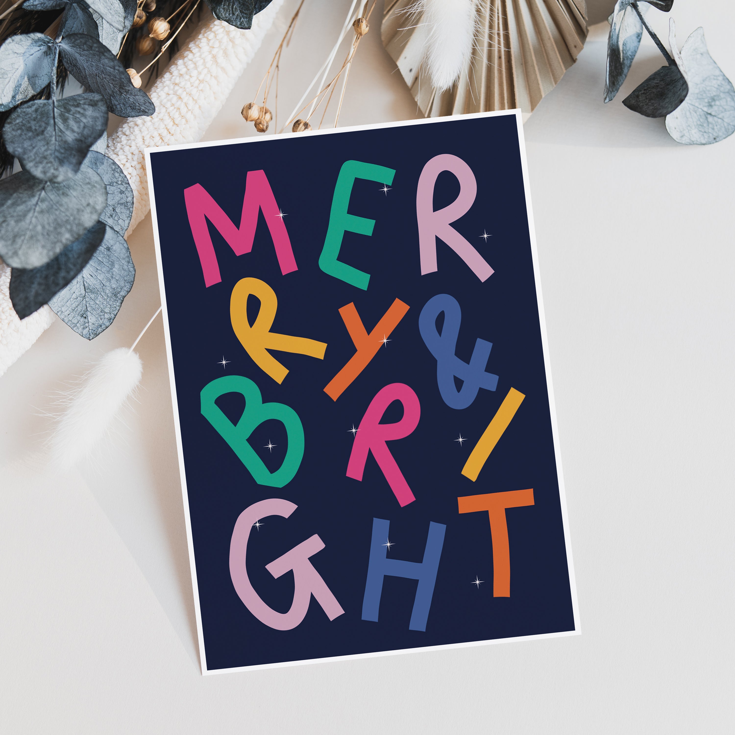Merry & Bright Colourful Christmas CArd