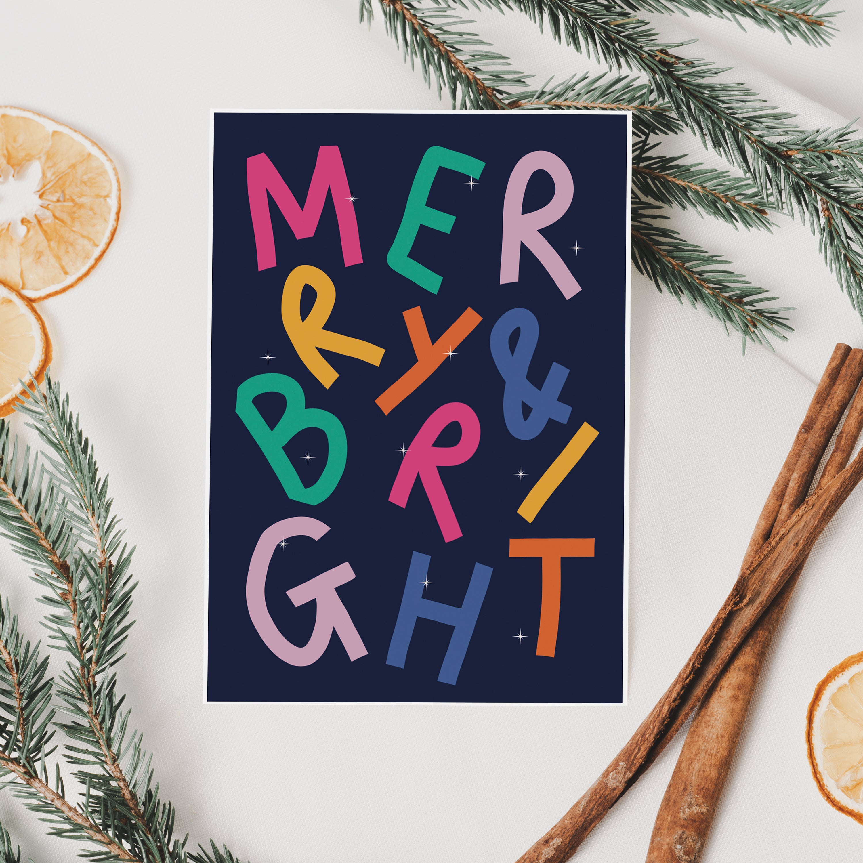 Merry & Bright Colourful Christmas CArd