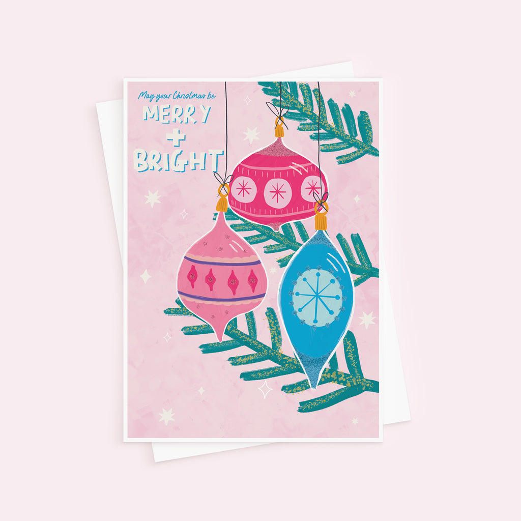 Retro Baubles Christmas Card