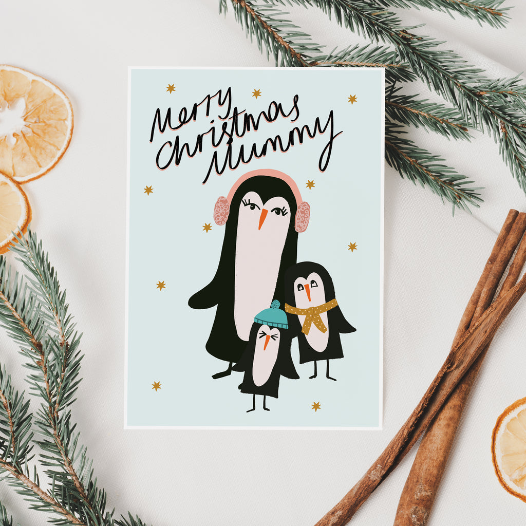 Penguin Christmas Card For Mummy
