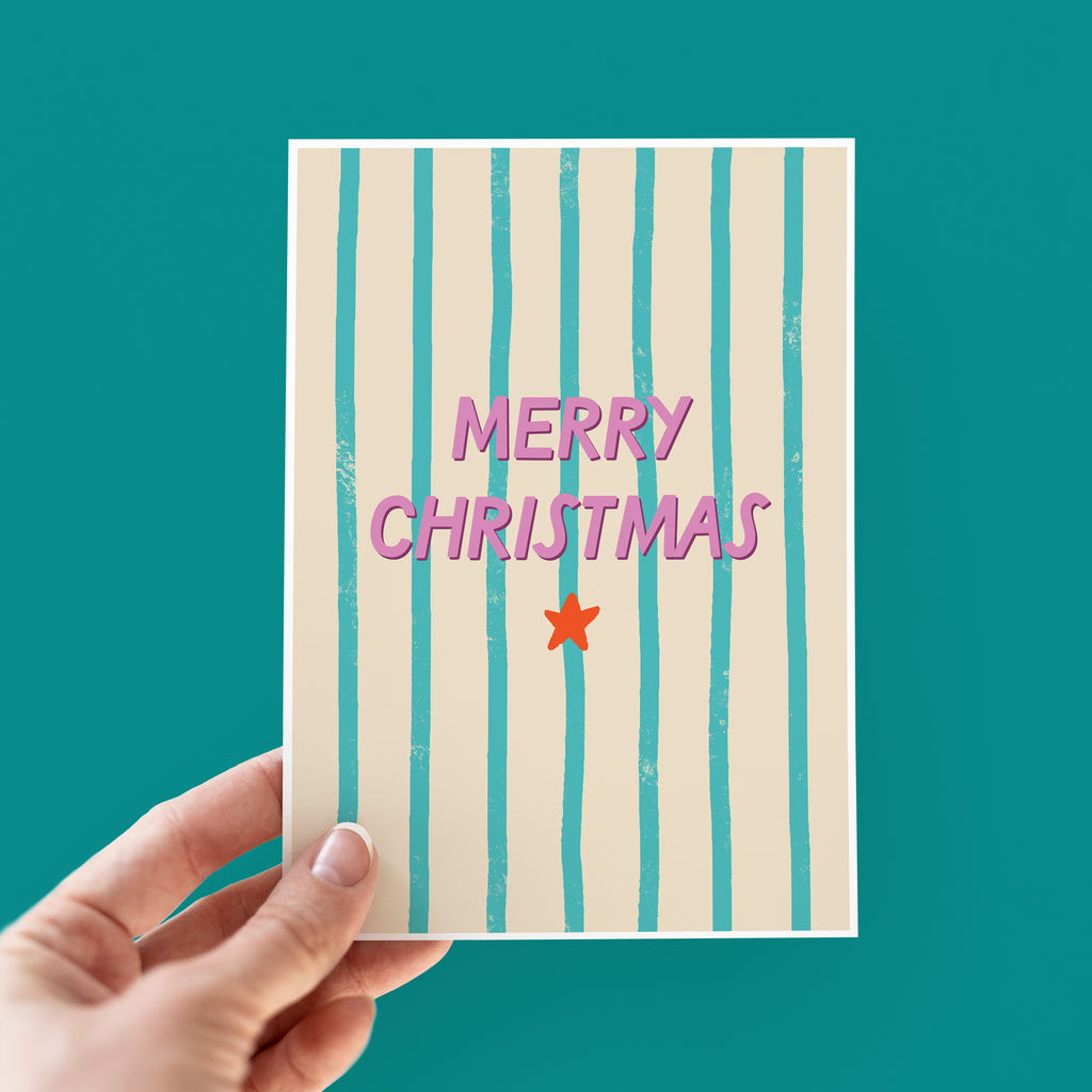 Merry Christmas Simple Stripes Christmas Card