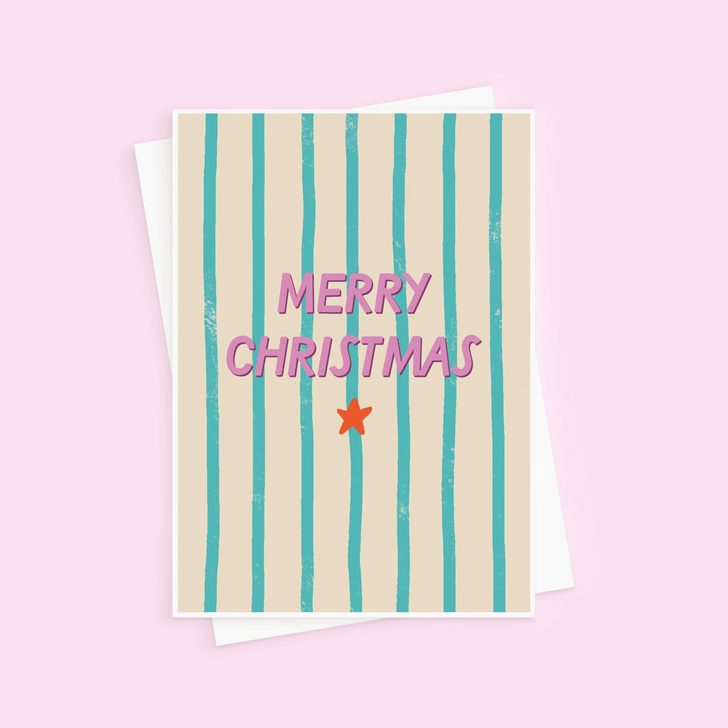 Merry Christmas Simple Stripes Christmas Card