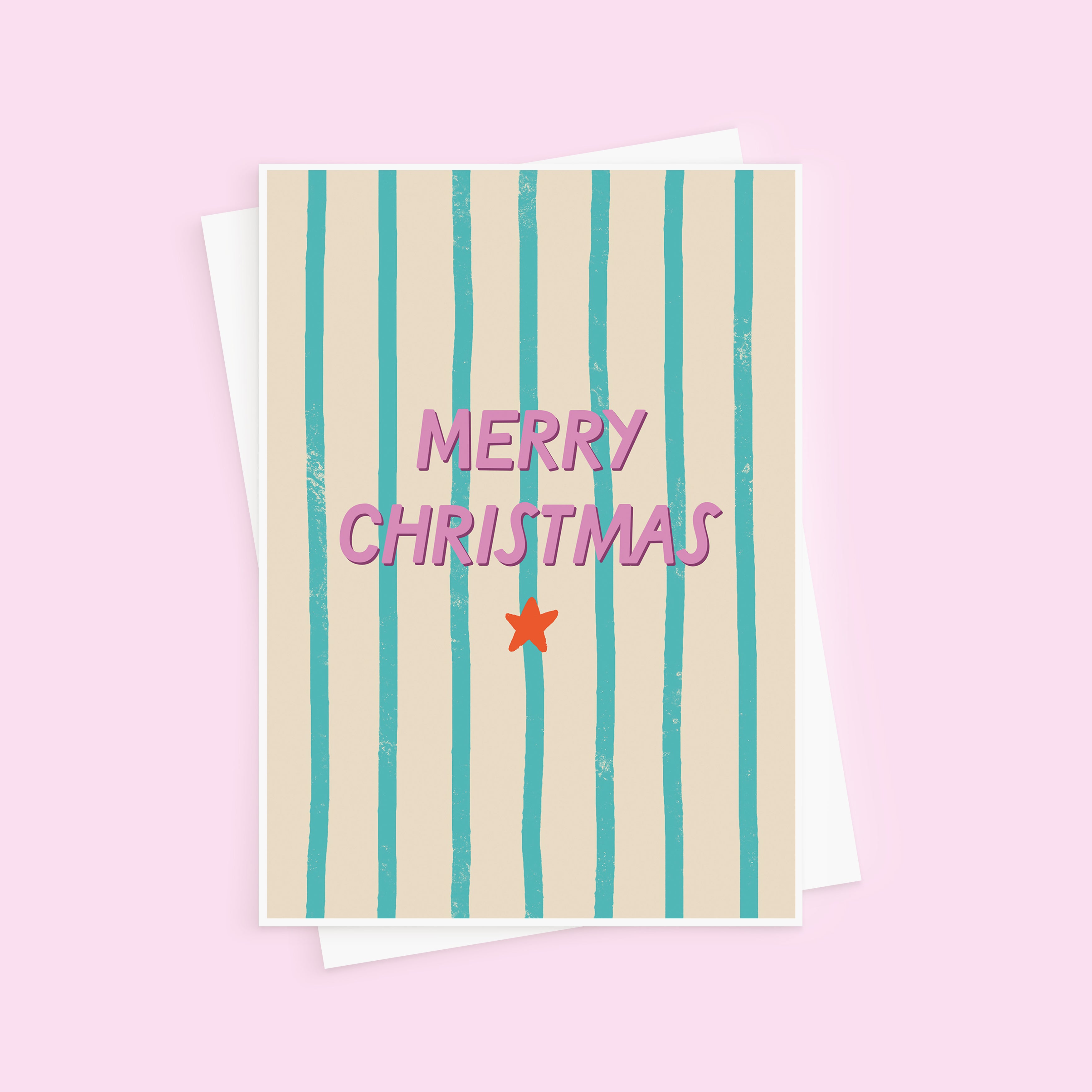 Merry Christmas Simple Stripes Christmas Card