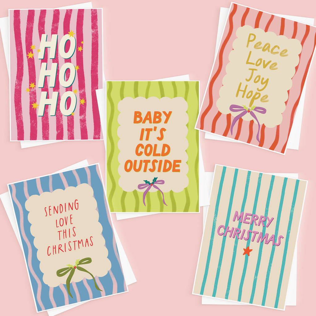 Modern Stripes Christmas Card Pack
