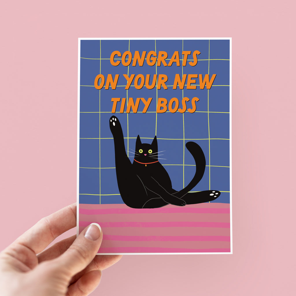 Tiny Boss Funny New Cat Card