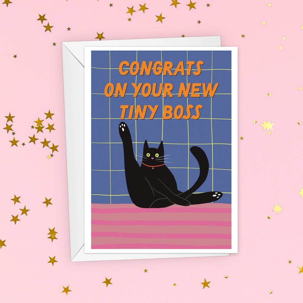 Tiny Boss Funny New Cat Card