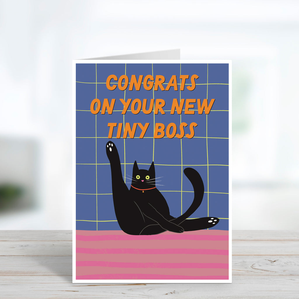 Tiny Boss Funny New Cat Card