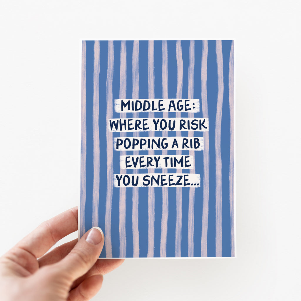 Funny Sneezing Middle Age Birthday Card For Him