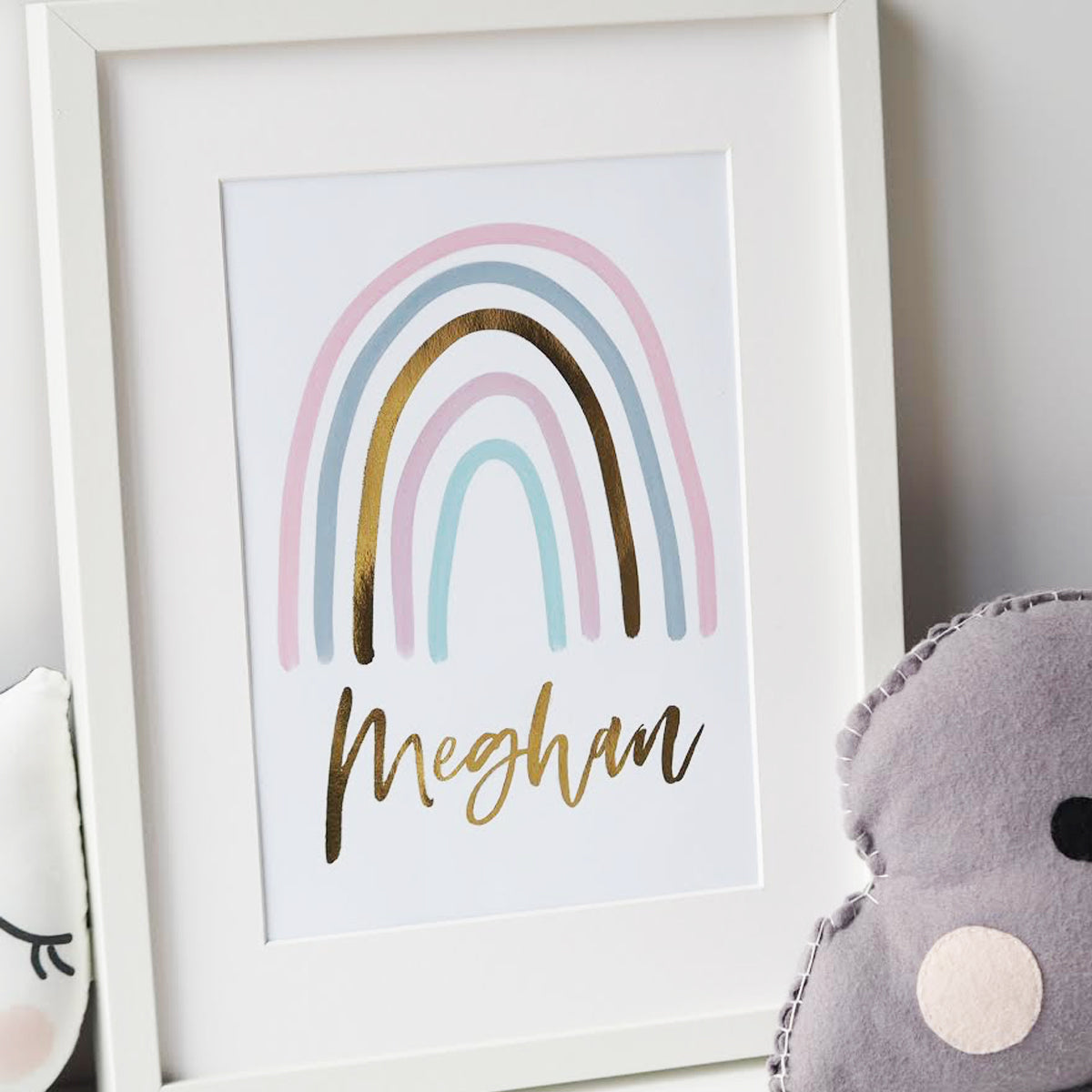 Gold Foil Personalised Rainbow Print - Rainbow Print - Nursery Print - Gold Foil Print