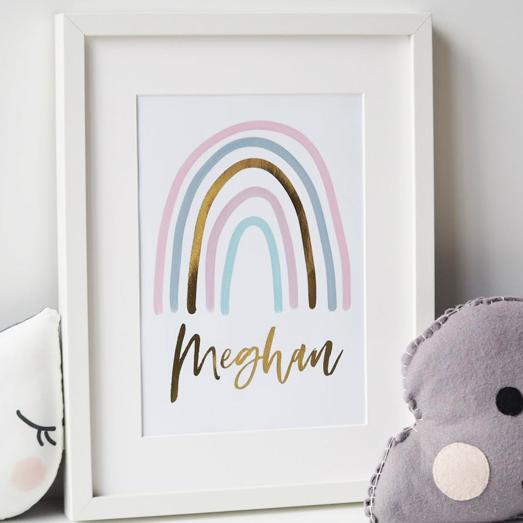 Gold Foil Personalised Rainbow Print - Rainbow Print - Nursery Print - Gold Foil Print