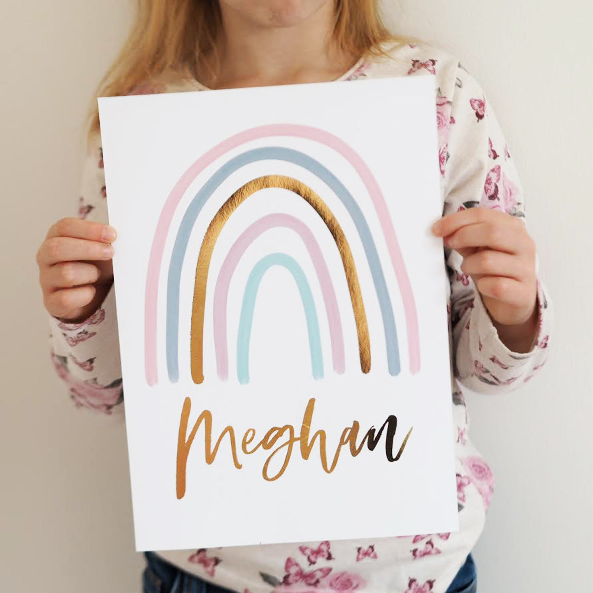 Gold Foil Personalised Rainbow Print - Rainbow Print - Nursery Print - Gold Foil Print