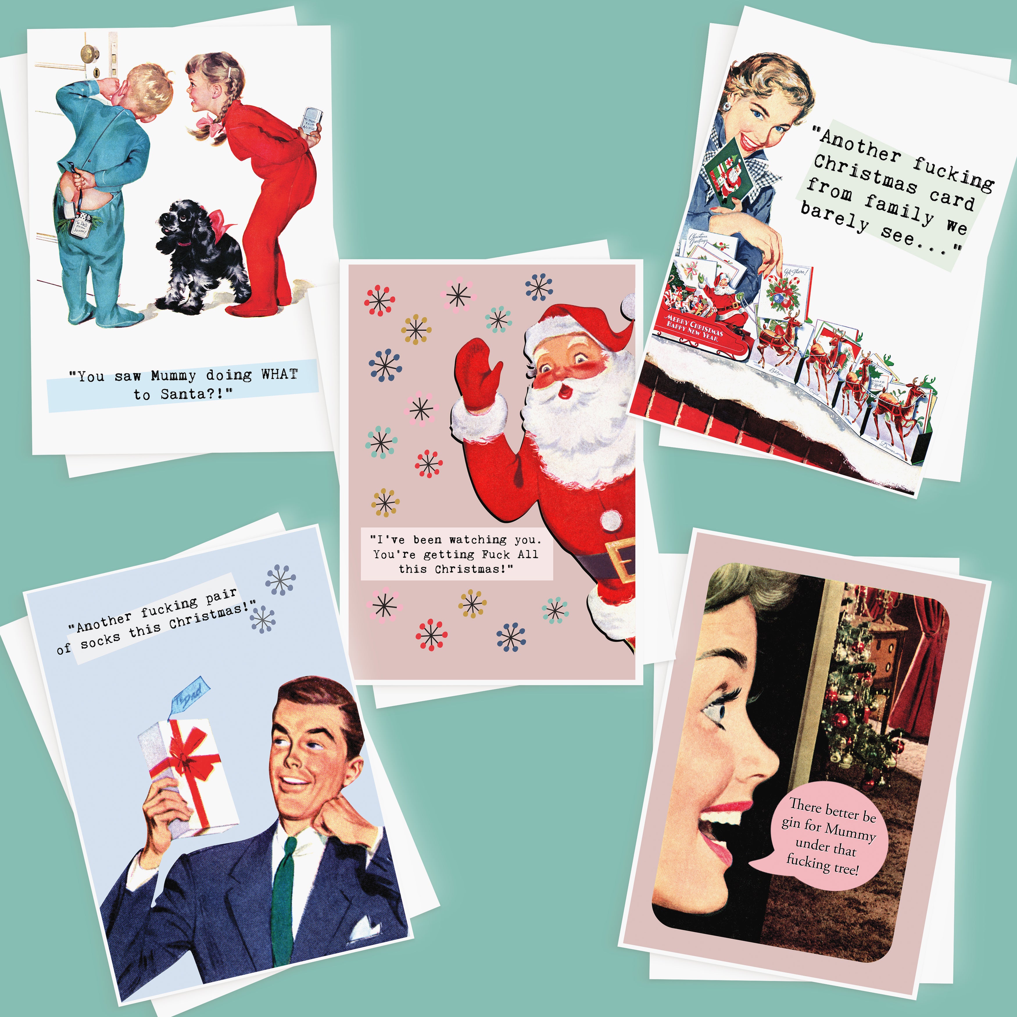 Retro Rude Christmas Card Pack