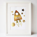Gold Foil Personalised Rocket Print