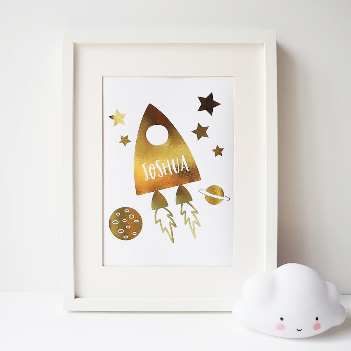 Gold Foil Personalised Rocket Print
