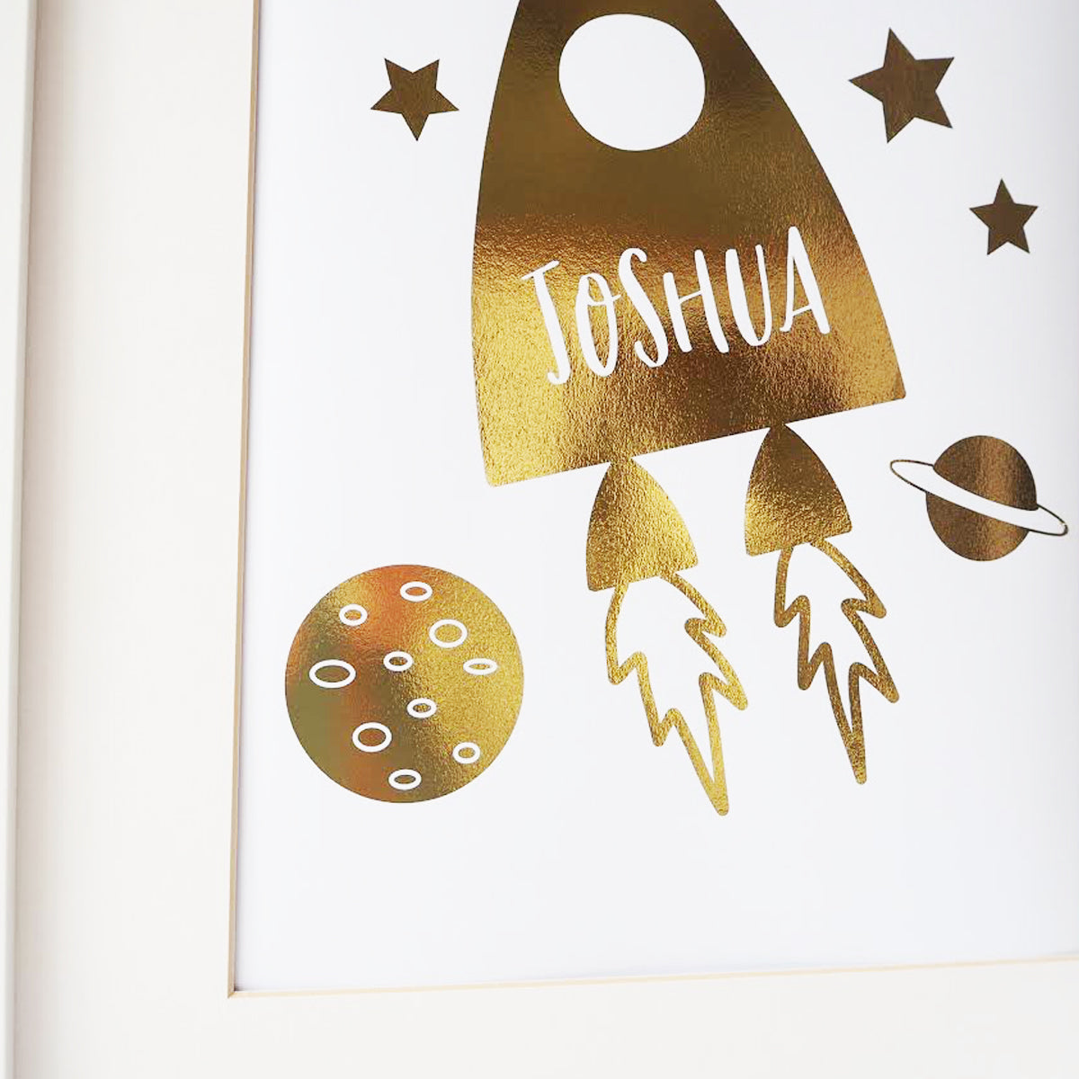 Gold Foil Personalised Rocket Print