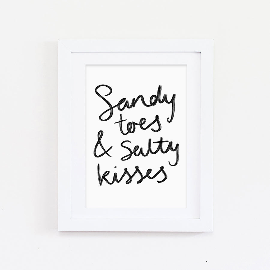 Sandy Toes & Salty Kisses Typography Beach Quote Print