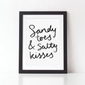 Sandy Toes & Salty Kisses Typography Beach Quote Print