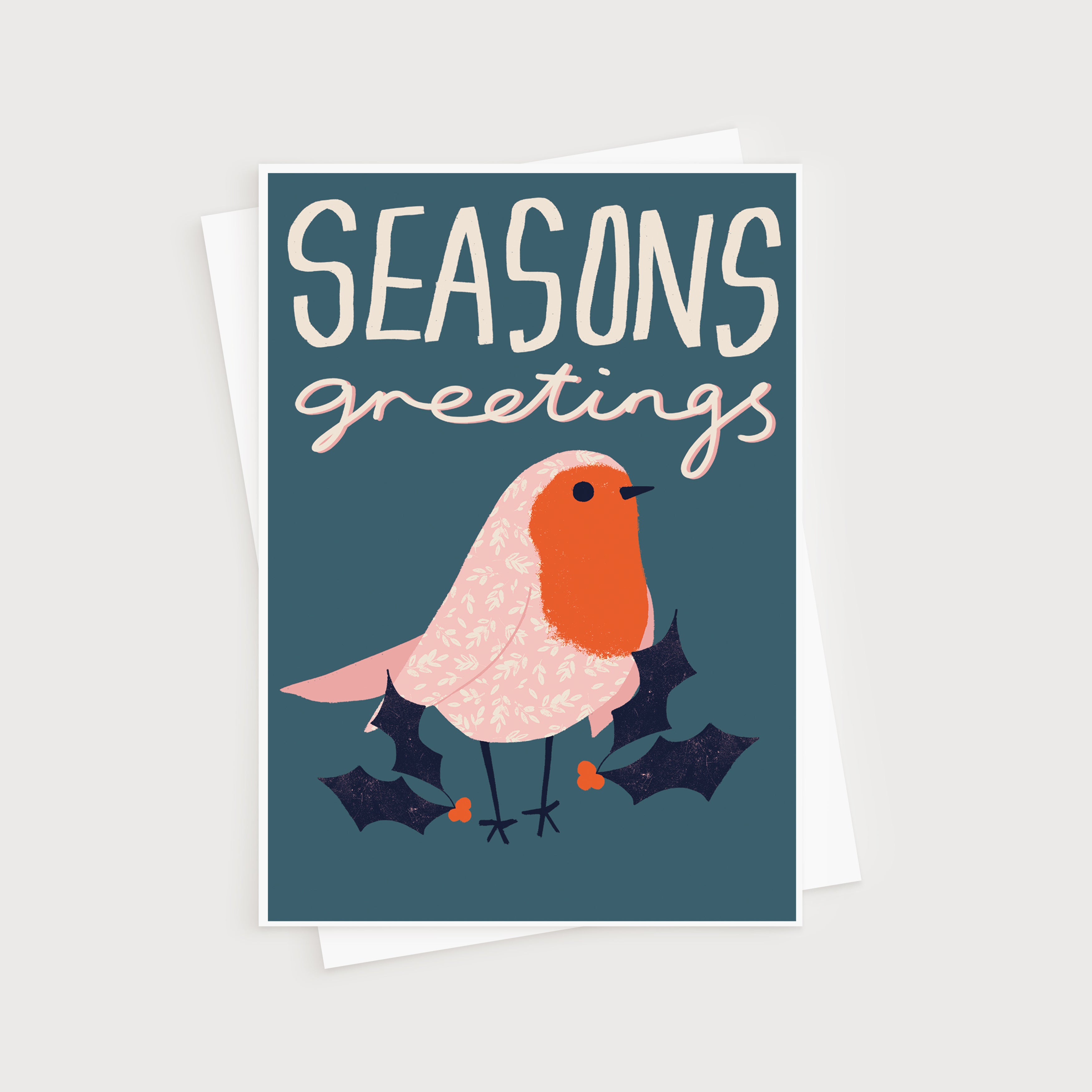 Seasons Greetings Robin Christmas Card