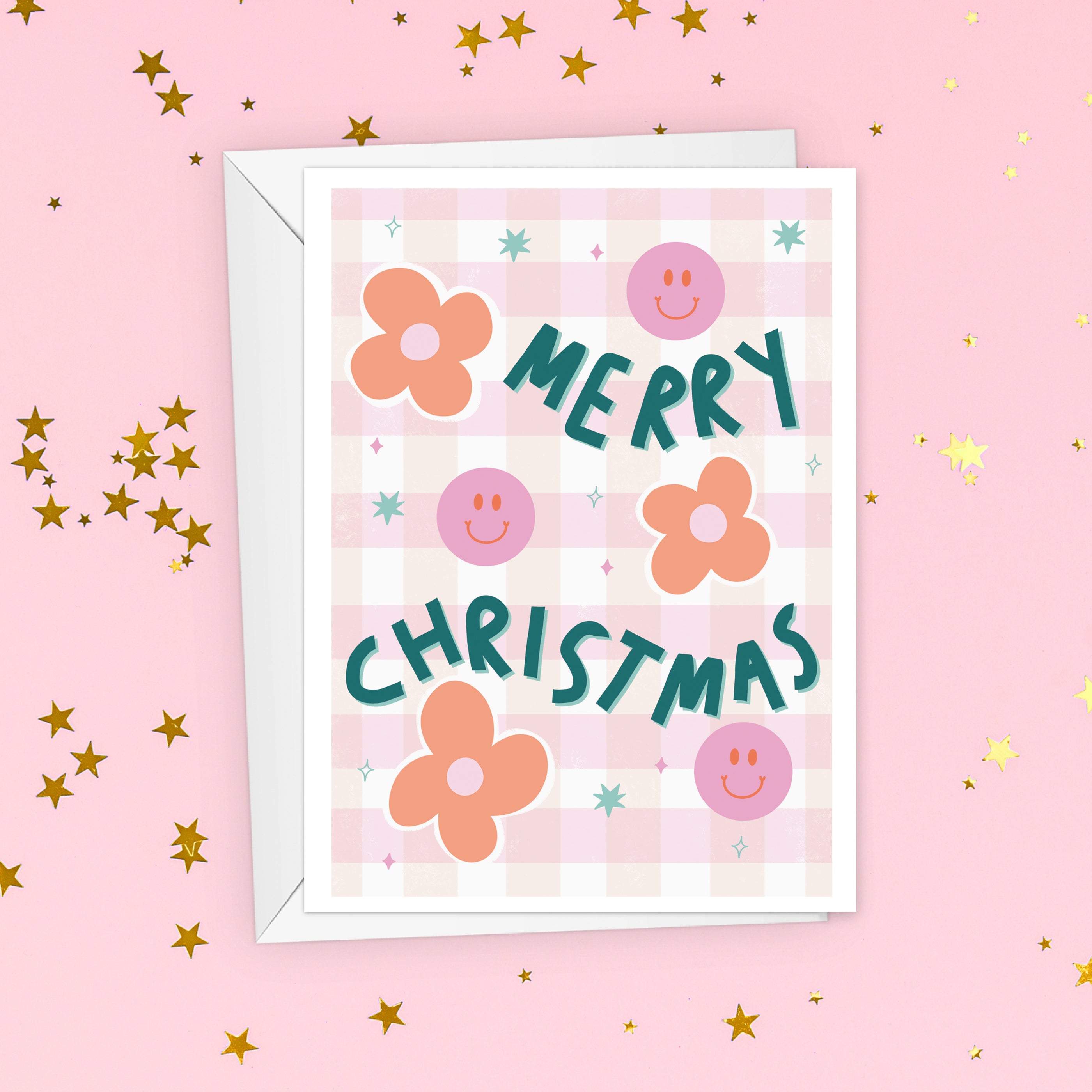 Smiley Retro Teen Christmas Card