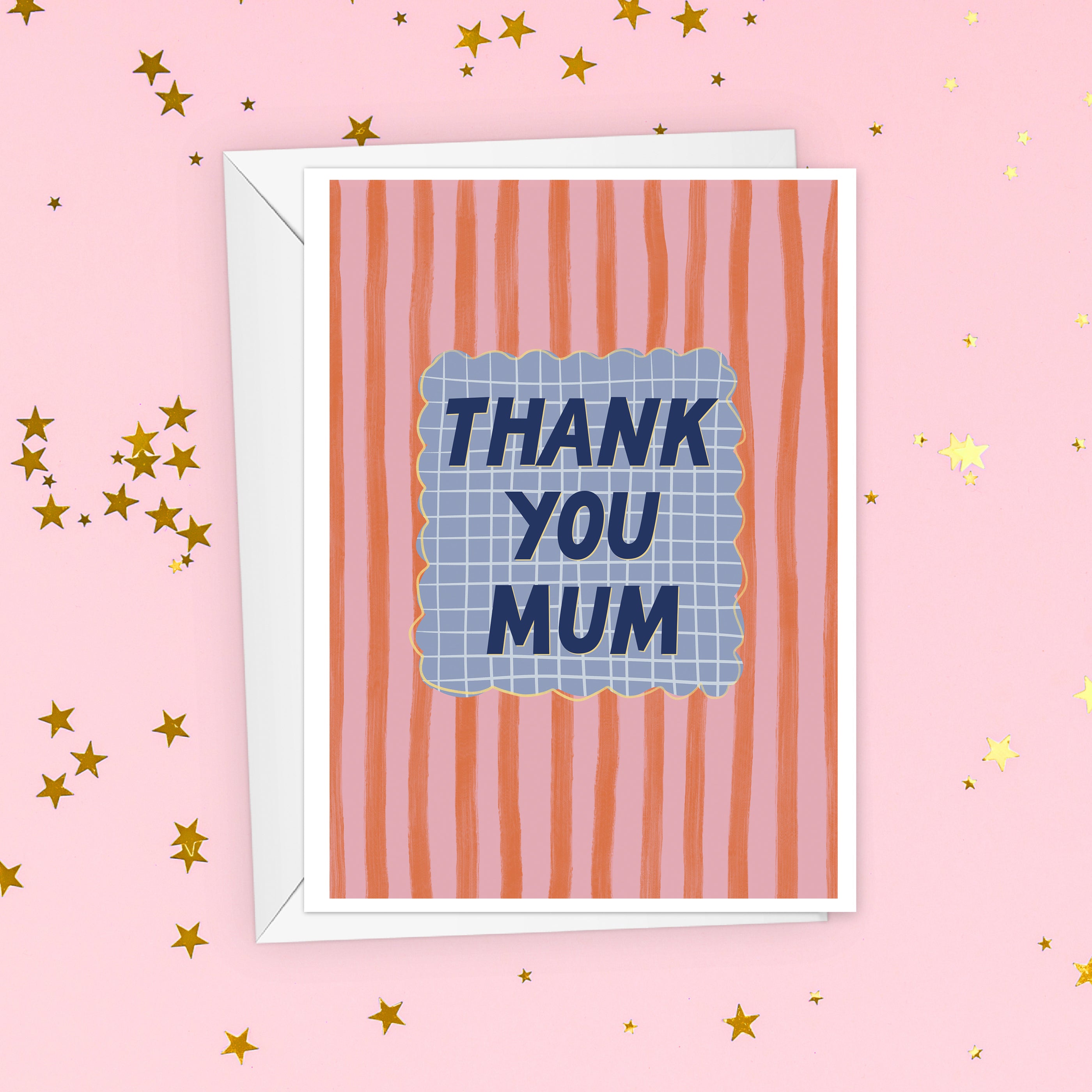 Thank You Mum Stripey Modern Mother's Day Card