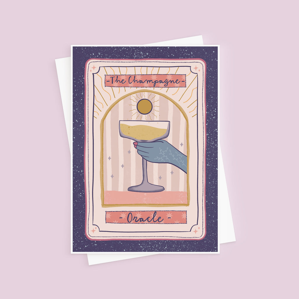 The Champagne Oracle Tarot Style Birthday Card