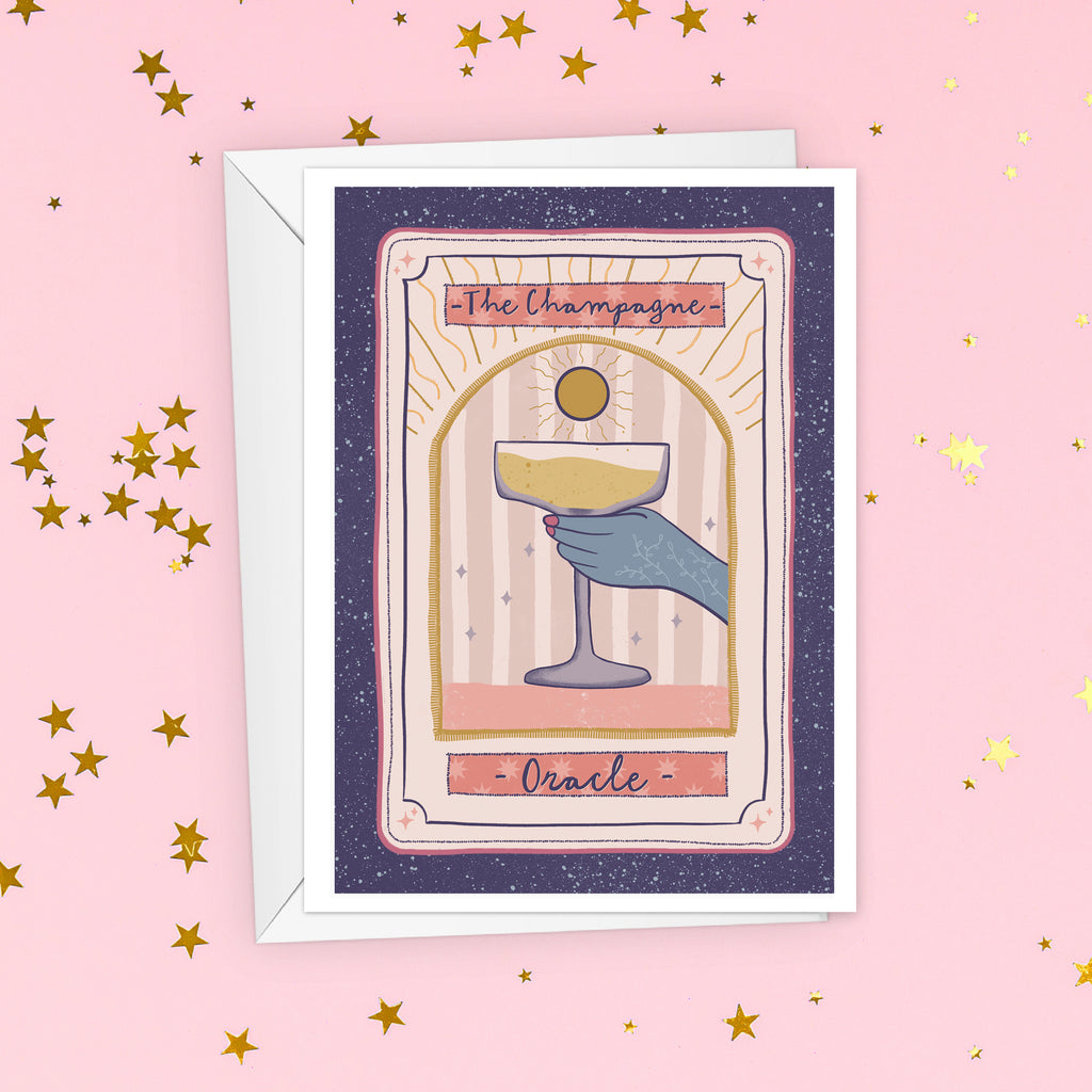 The Champagne Oracle Tarot Style Birthday Card