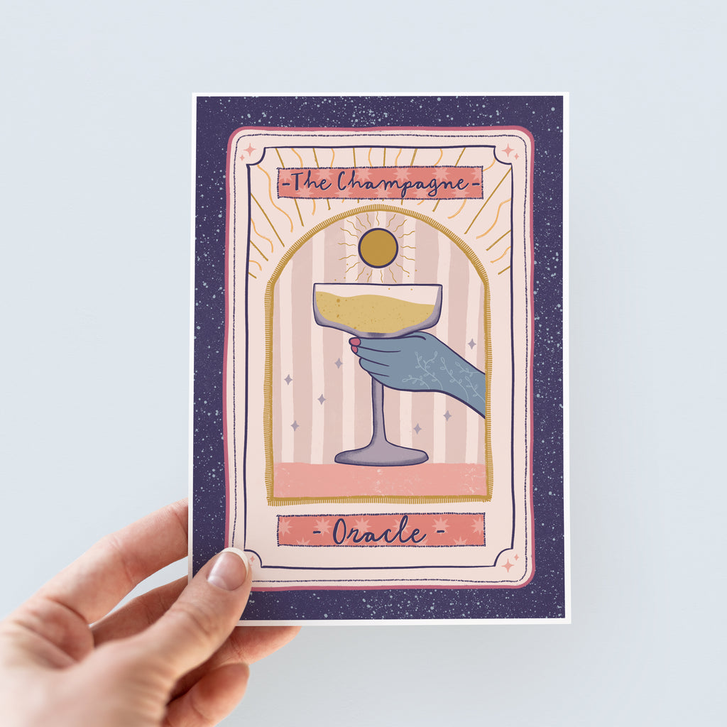 The Champagne Oracle Tarot Style Birthday Card
